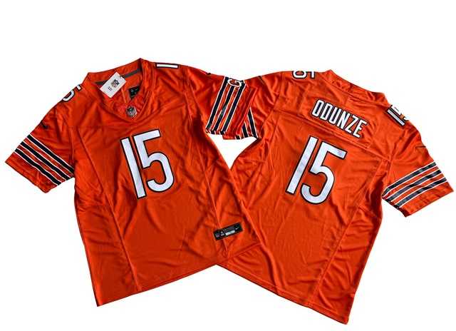 Men%27s Chicago Bears #15 Rome Odunze Orange 2024 Draft F.U.S.E. Vapor Stitched Jersey